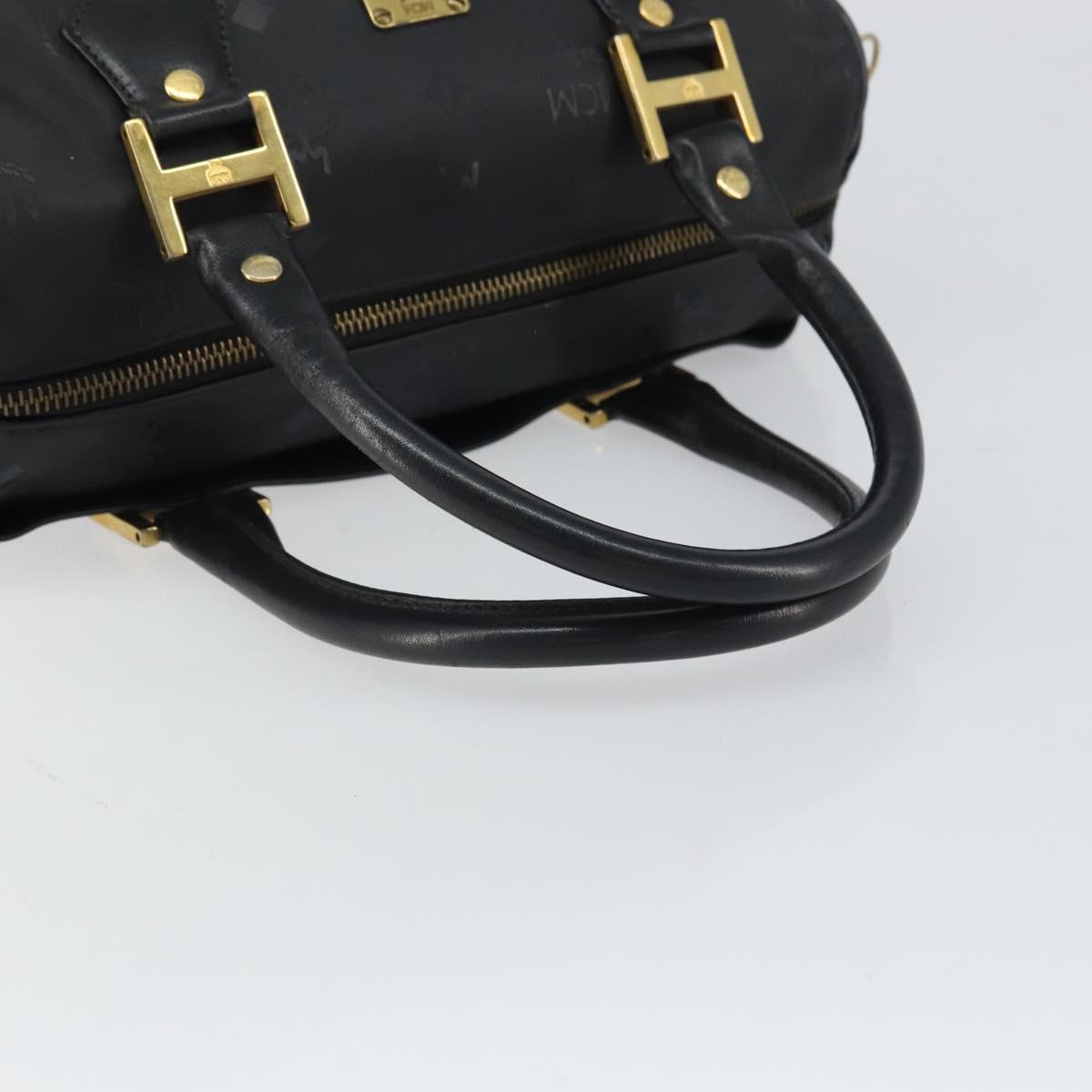 MCM Vicetos Logogram Hand Bag PVC 2way Black Gold Auth 160735