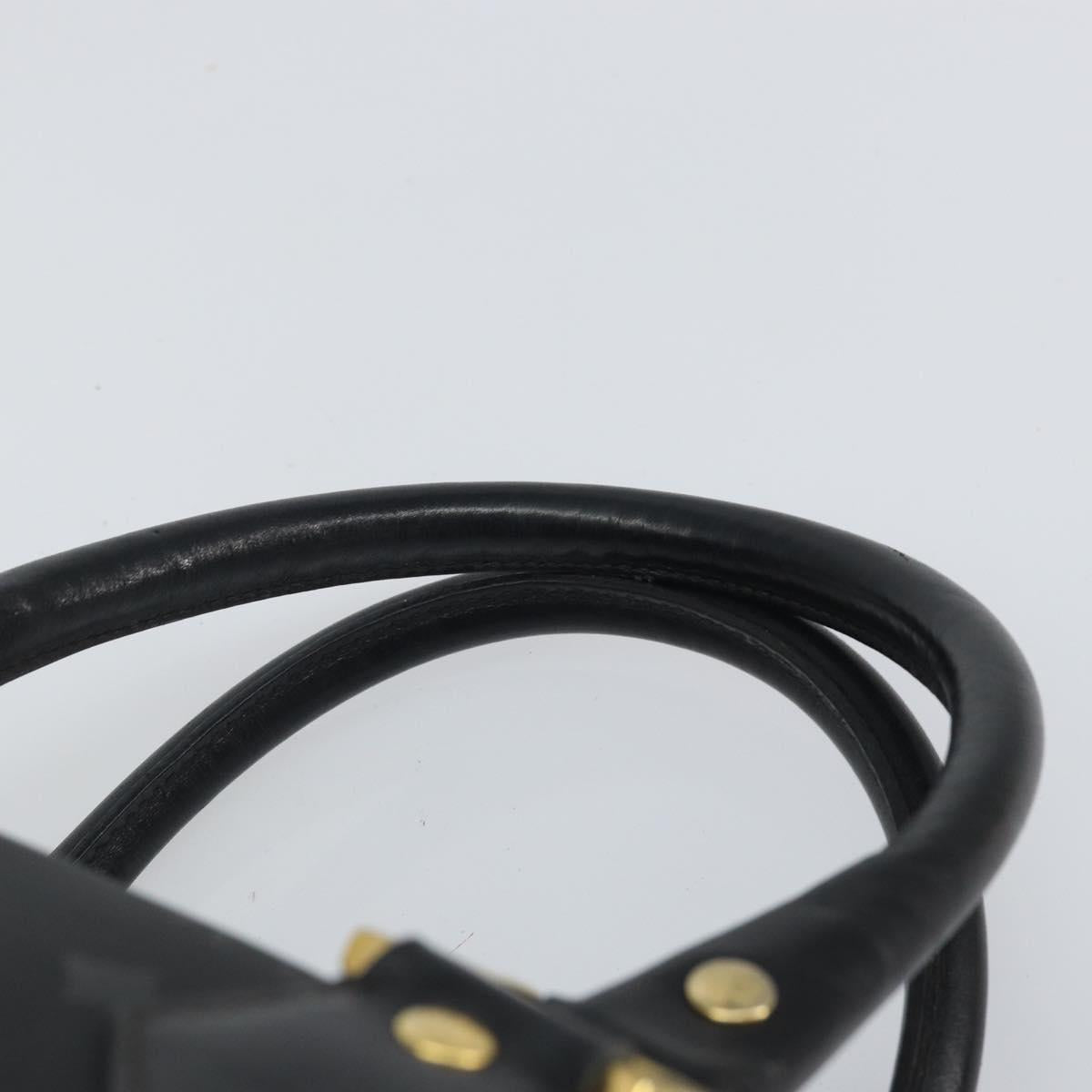 MCM Vicetos Logogram Hand Bag PVC 2way Black Gold Auth 160735