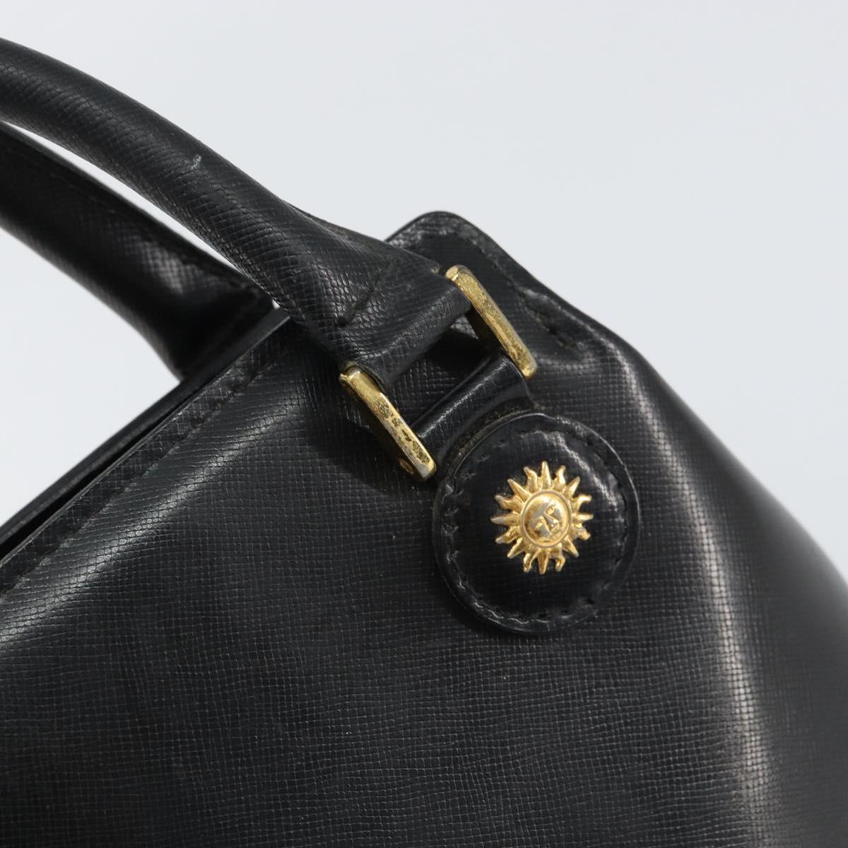 VERSACE Hand Bag Leather Black Gold Auth 160742