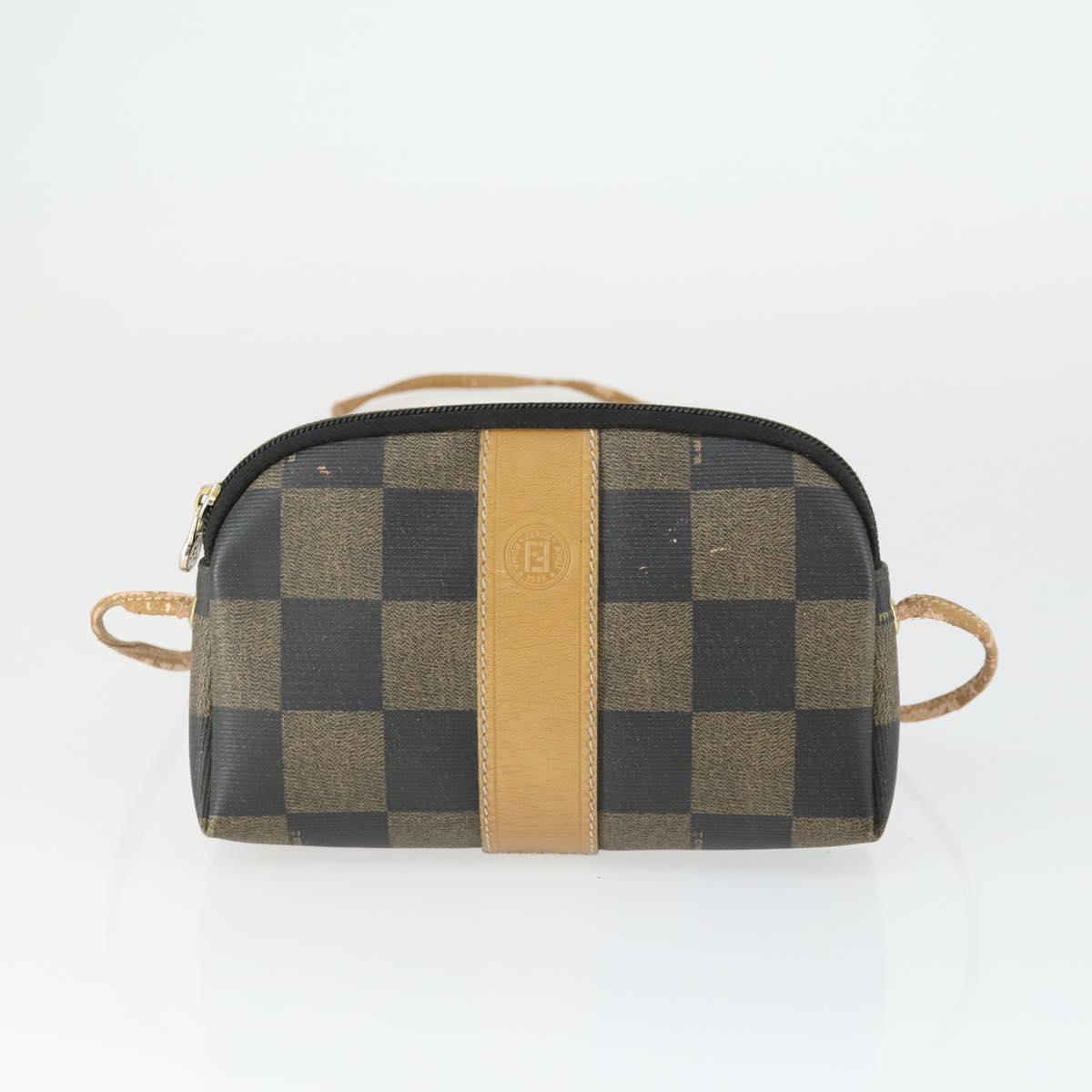 FENDI Pecan Canvas Bag Coated canvas nylon 4 Set Black Brown Auth 160746