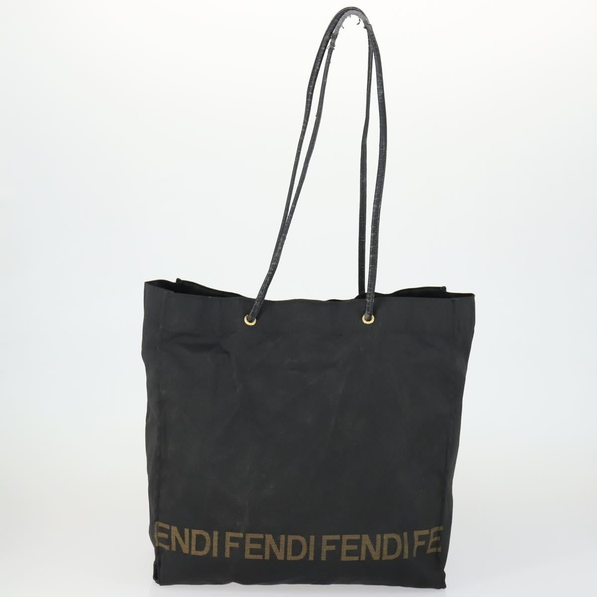 FENDI Pecan Canvas Bag Coated canvas nylon 4 Set Black Brown Auth 160746