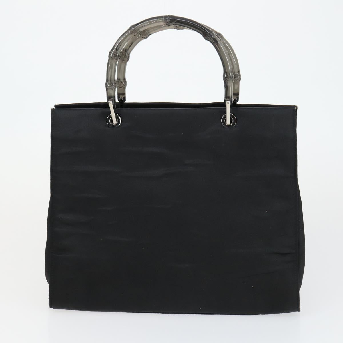 GUCCI Shoulder Bag Canvas Satin Leather 5 Set Black Auth 160747