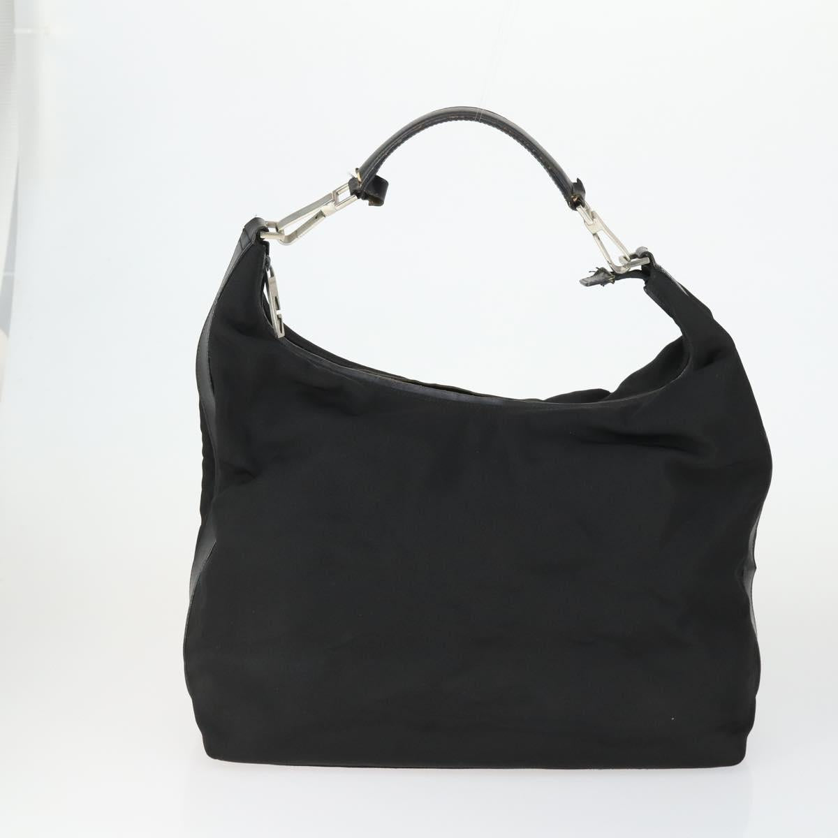 GUCCI Shoulder Bag Canvas Satin Leather 5 Set Black Auth 160747