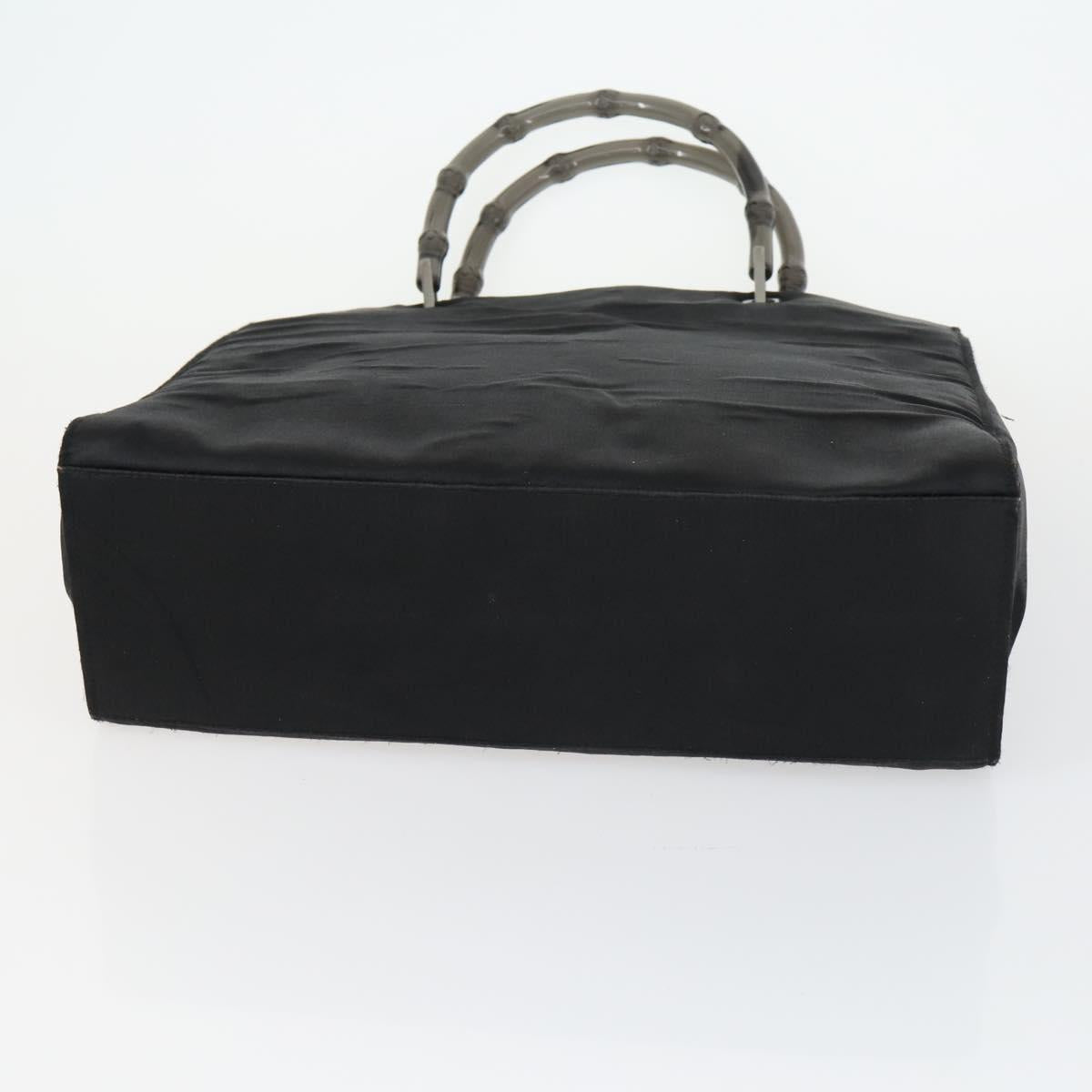 GUCCI Shoulder Bag Canvas Satin Leather 5 Set Black Auth 160747