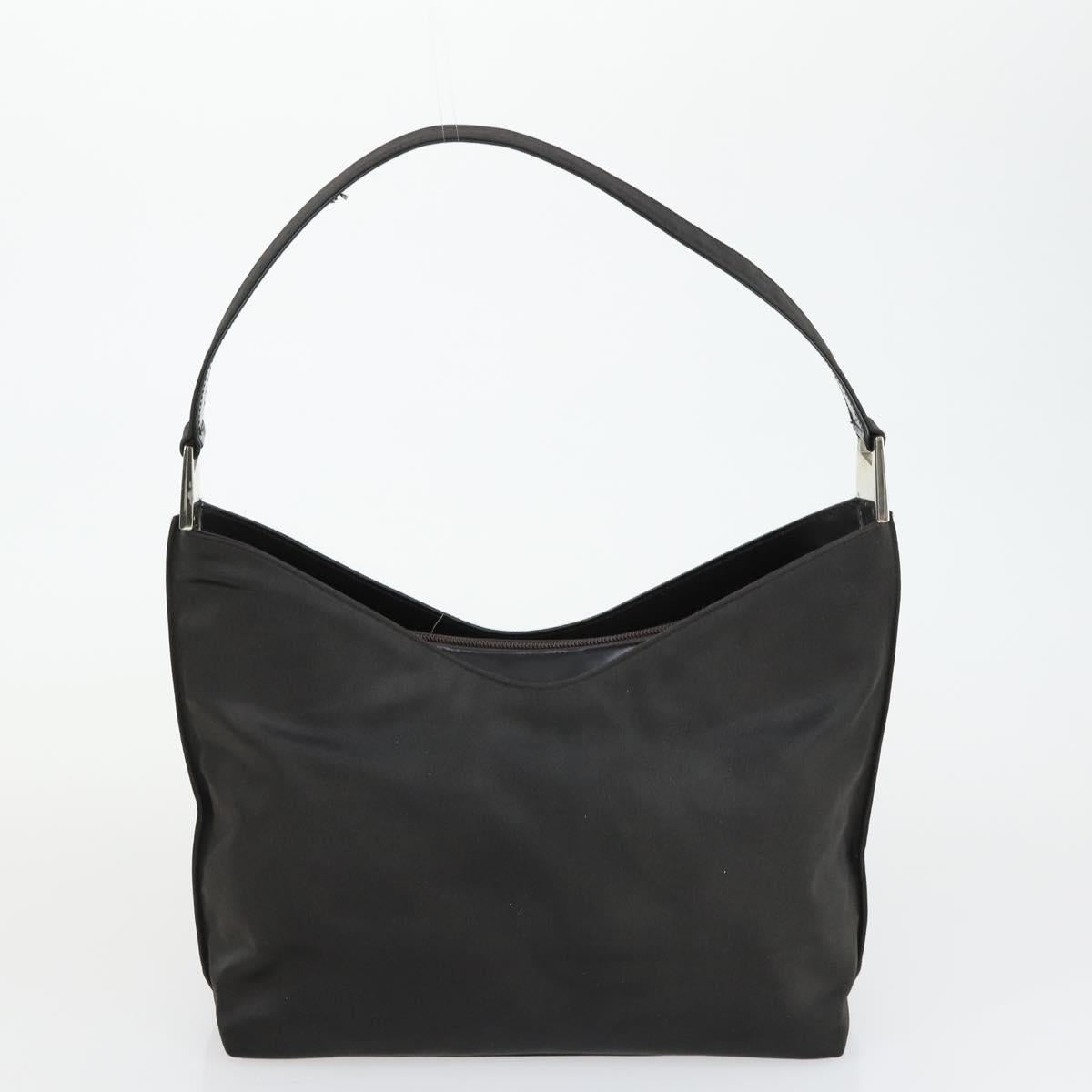 GUCCI Shoulder Bag Canvas Satin Leather 5 Set Black Auth 160747