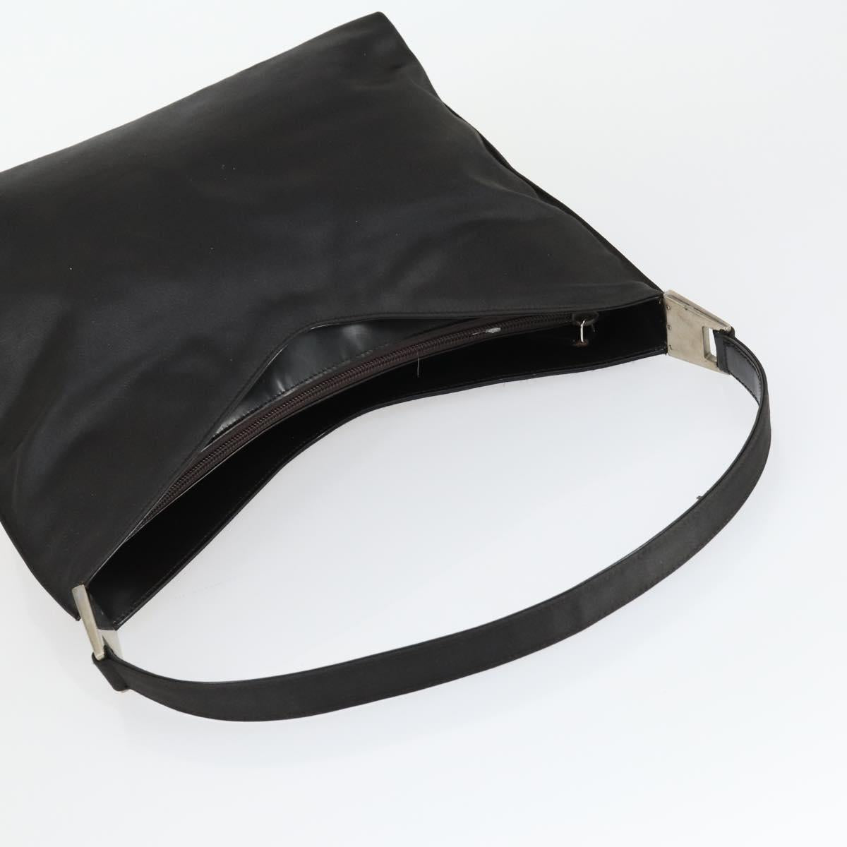 GUCCI Shoulder Bag Canvas Satin Leather 5 Set Black Auth 160747