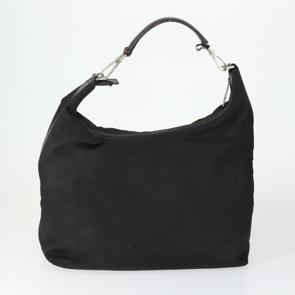 GUCCI Shoulder Bag Canvas Satin Leather 5 Set Black Auth 160747