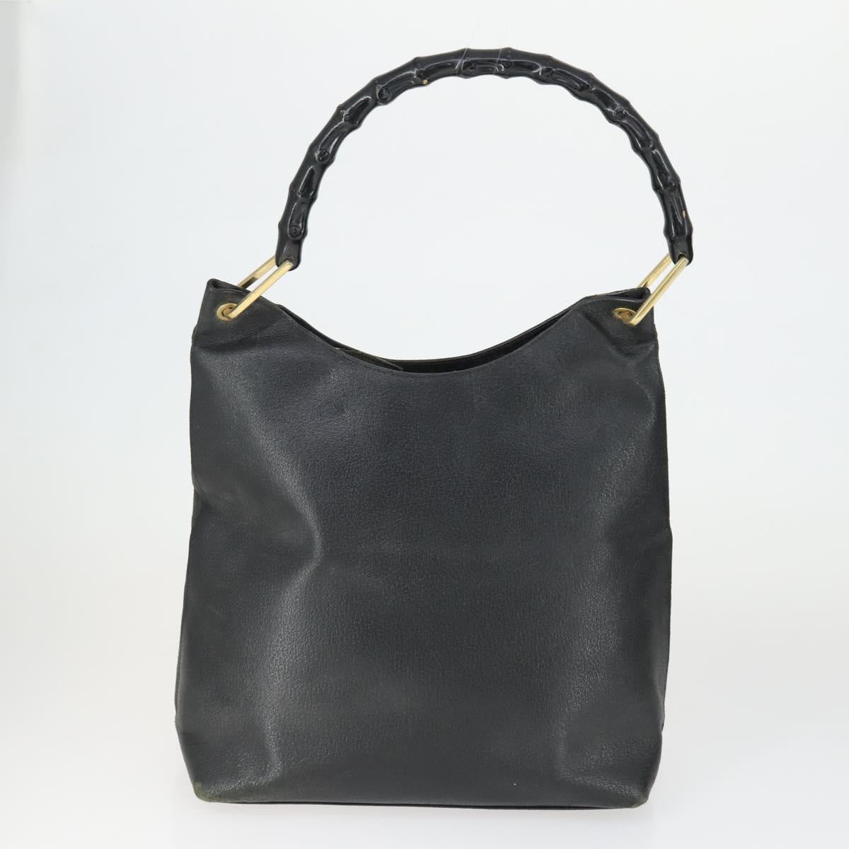 GUCCI Bamboo Shoulder Bag Leather Canvas 4 Set Black Auth 160749