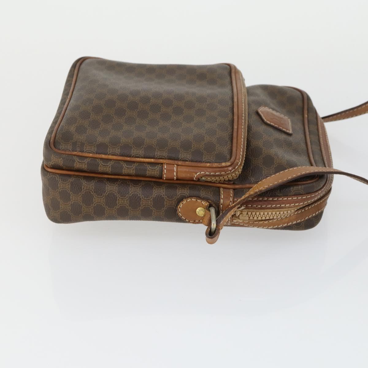 CELINE Macadam Canvas Shoulder Bag PVC 2 Set Brown Auth 160752