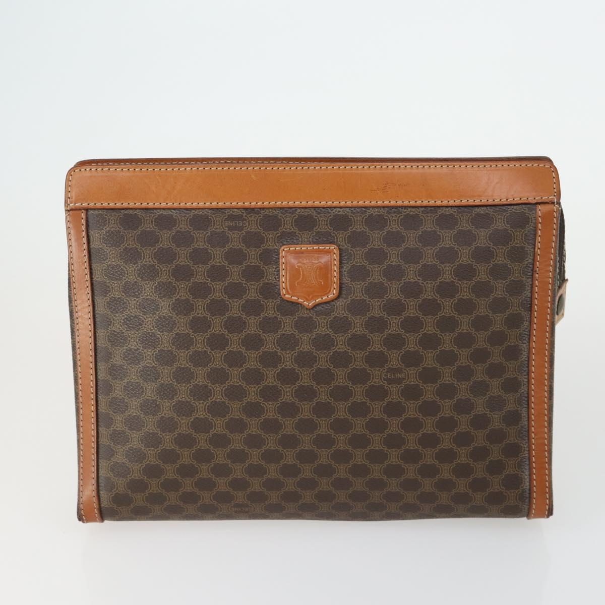 CELINE Macadam Canvas Bag PVC 4 Set Brown Auth 160753