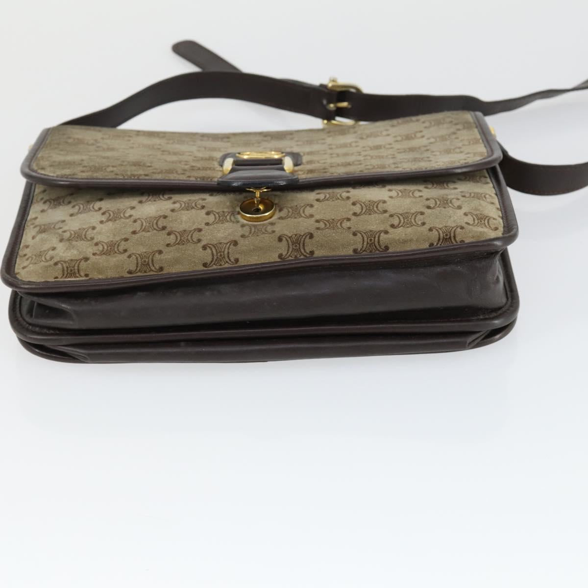 CELINE Macadam Canvas Bag PVC Suede 3 Set Brown Beige Auth 160754
