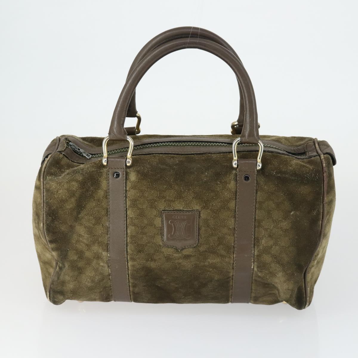 CELINE Macadam Canvas Bag PVC Suede 3 Set Brown Beige Auth 160754