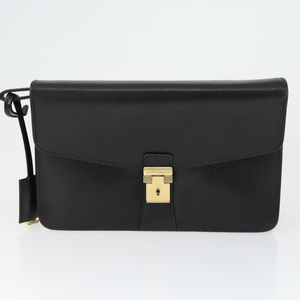Salvatore Ferragamo MCM Logogram Vicetos Bag PVC Leather 3 Set Black Auth 160758