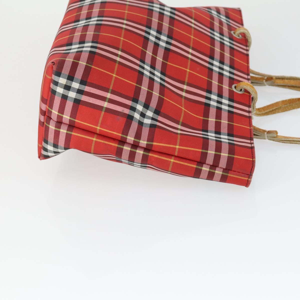BURBERRY Nova Check Blue Label Hand Bag Nylon 2 Set Black Red Auth 160759