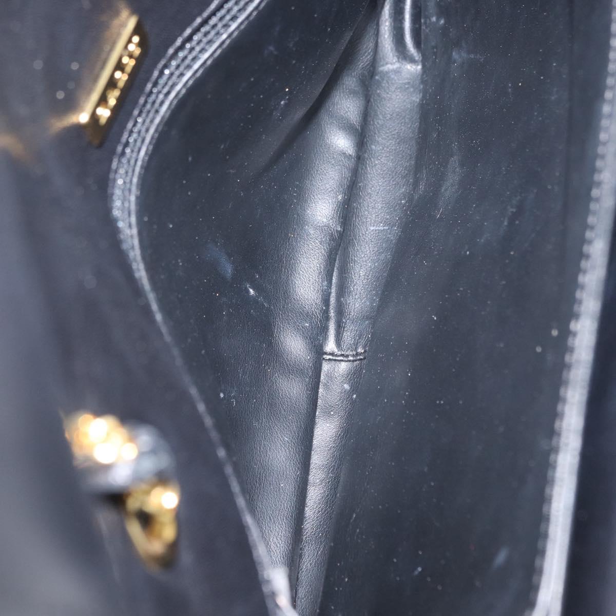 BALLY Quilted Chain Shoulder Bag Leather Black Gold Auth 160783