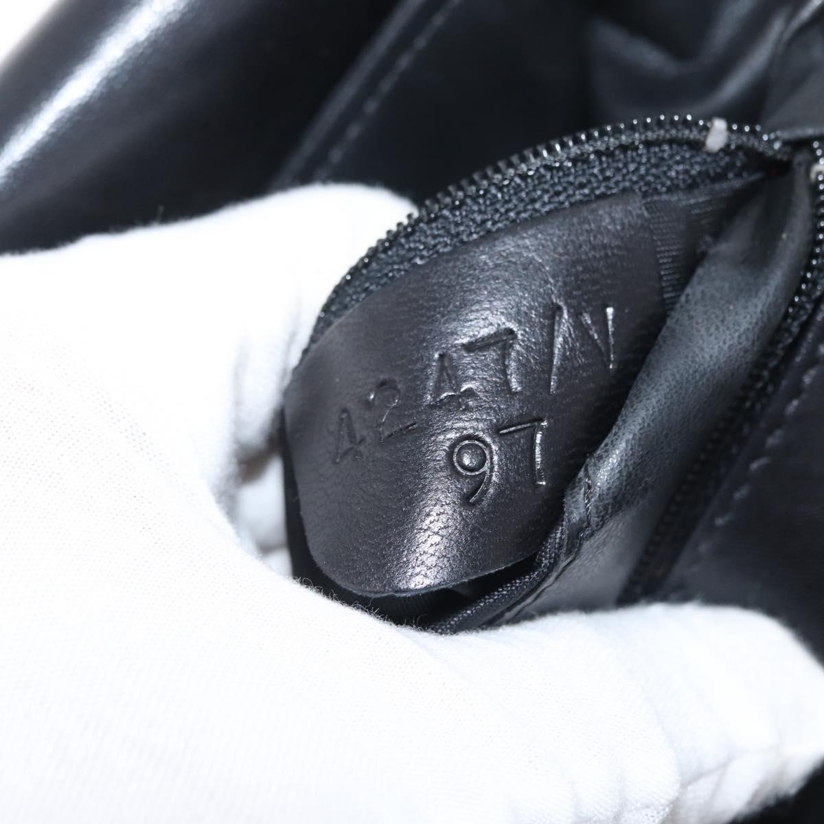 BALLY Quilted Chain Shoulder Bag Leather Black Gold Auth 160783