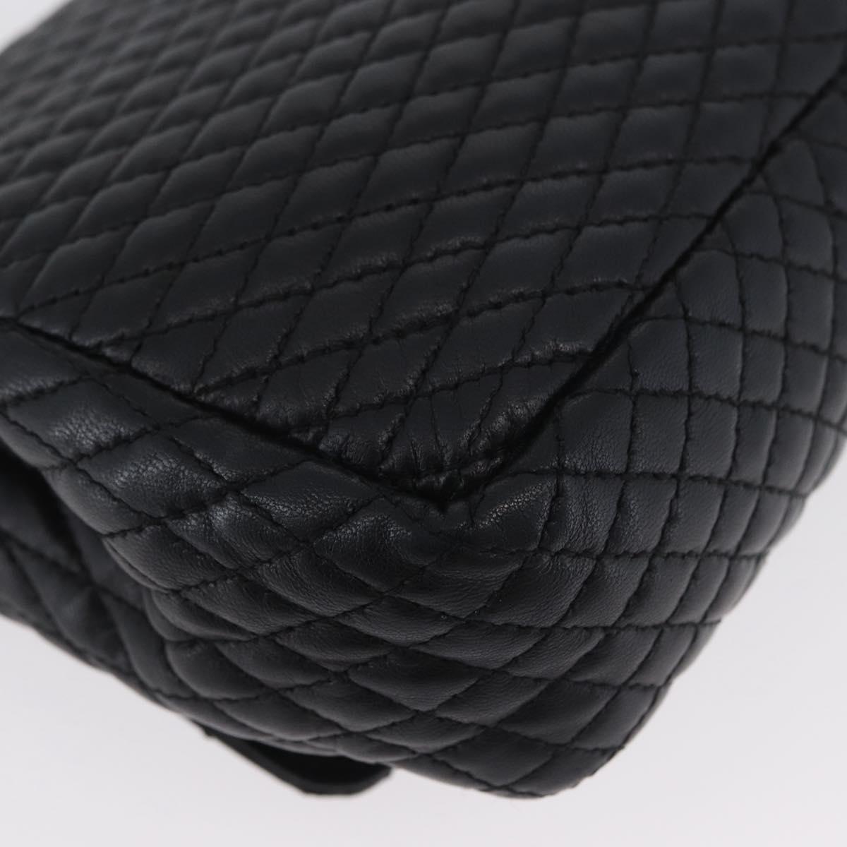 BALLY Quilted Chain Shoulder Bag Leather Black Gold Auth 160785