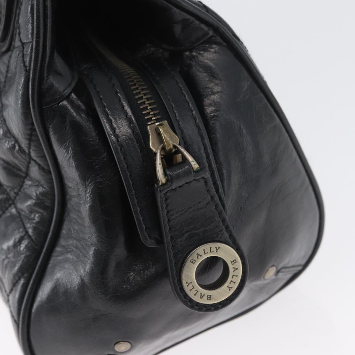 BALLY Tote Bag Leather Black Auth 160786
