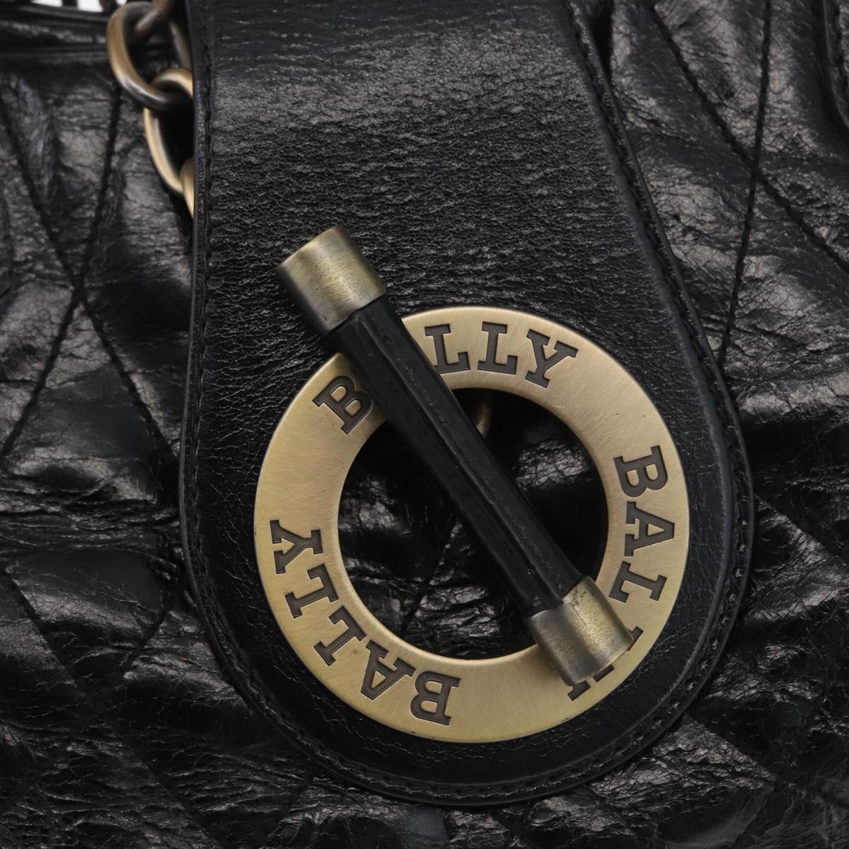 BALLY Tote Bag Leather Black Auth 160786