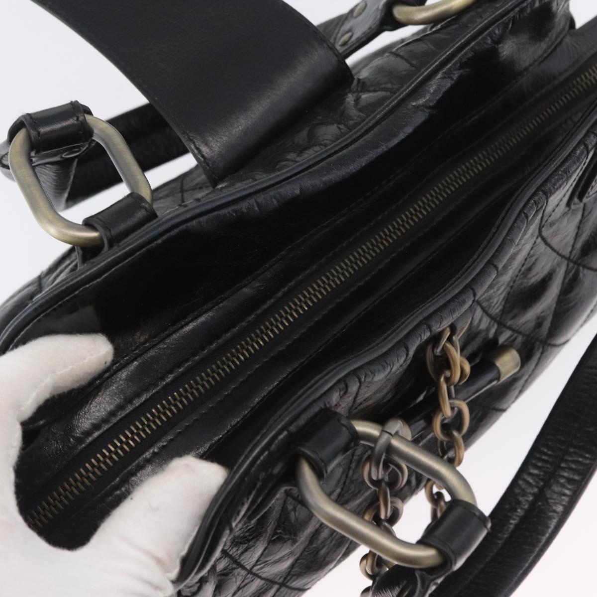 BALLY Tote Bag Leather Black Auth 160786