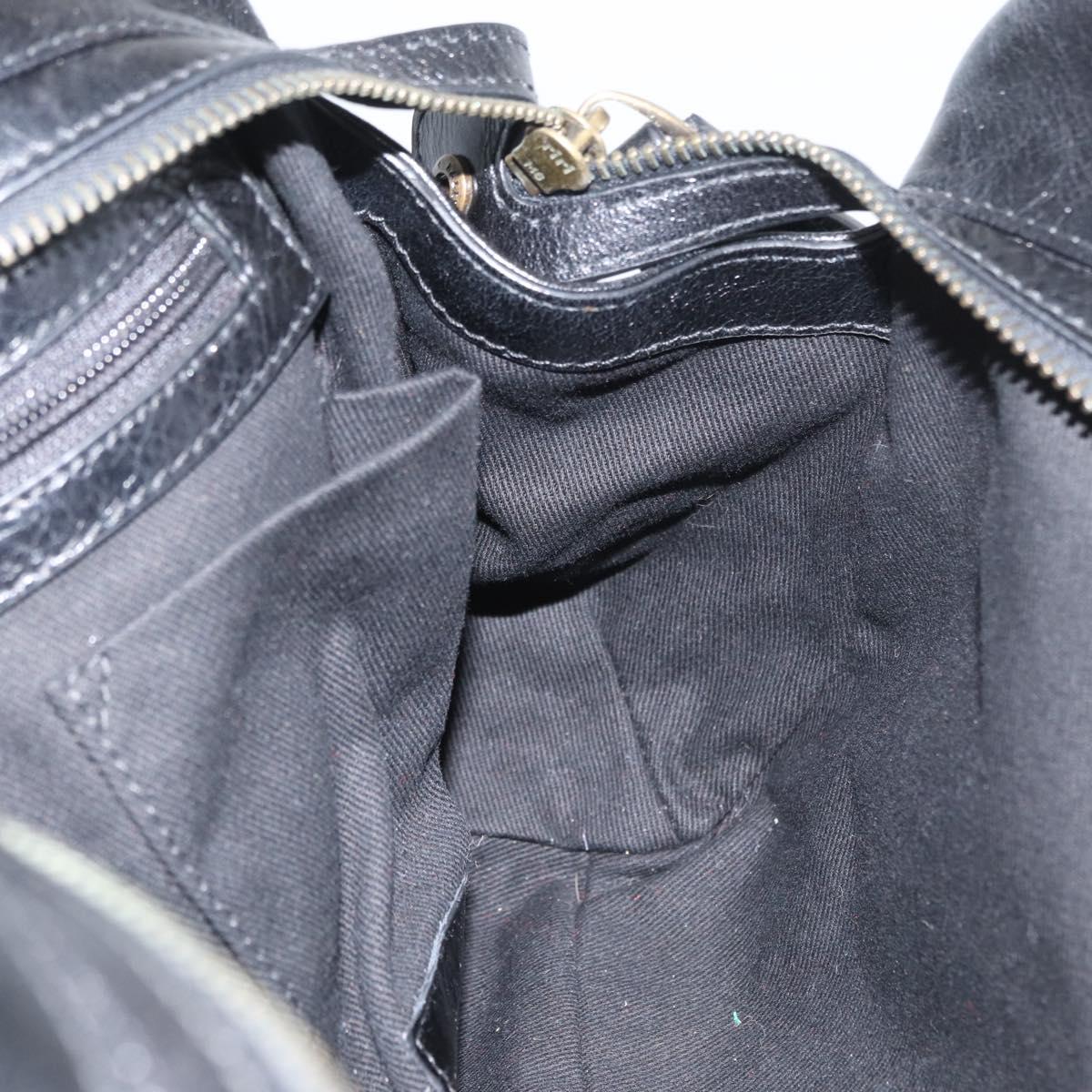 BALLY Tote Bag Leather Black Auth 160786