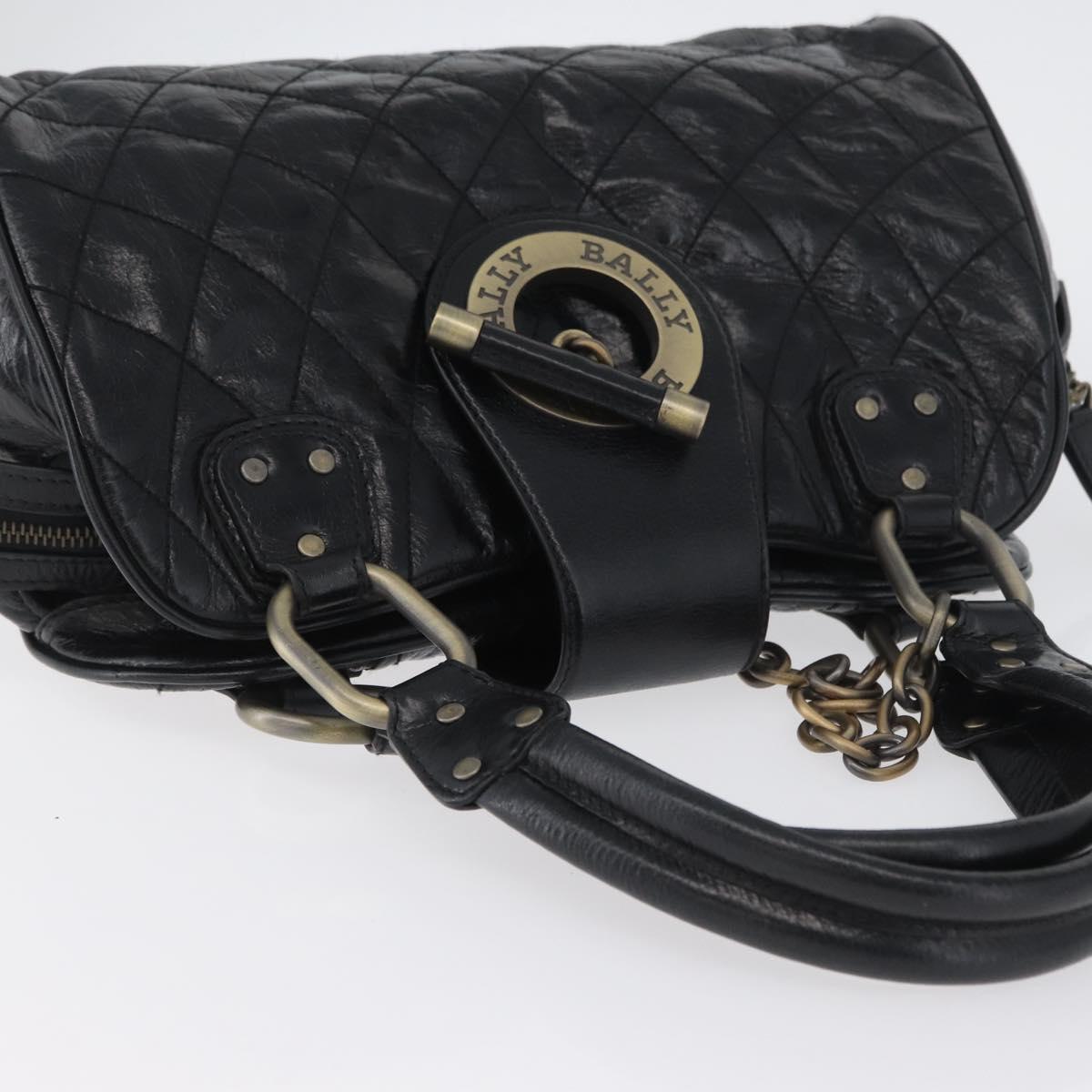 BALLY Tote Bag Leather Black Auth 160786