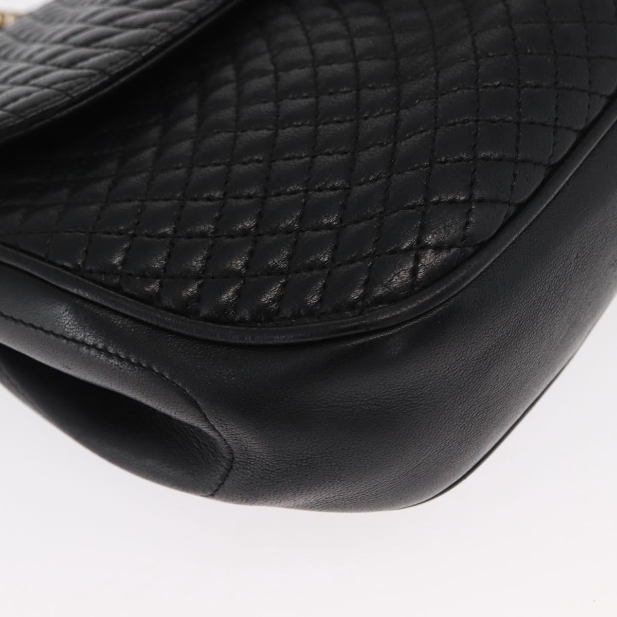 BALLY Chain Shoulder Bag Leather Black Gold Auth 160803