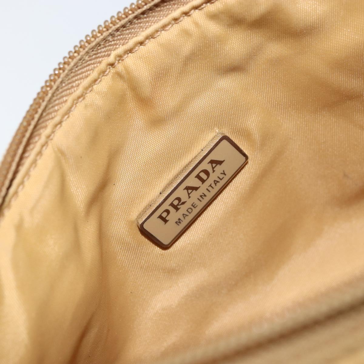 PRADA Hand Bag Nylon Beige Silver Auth 160804