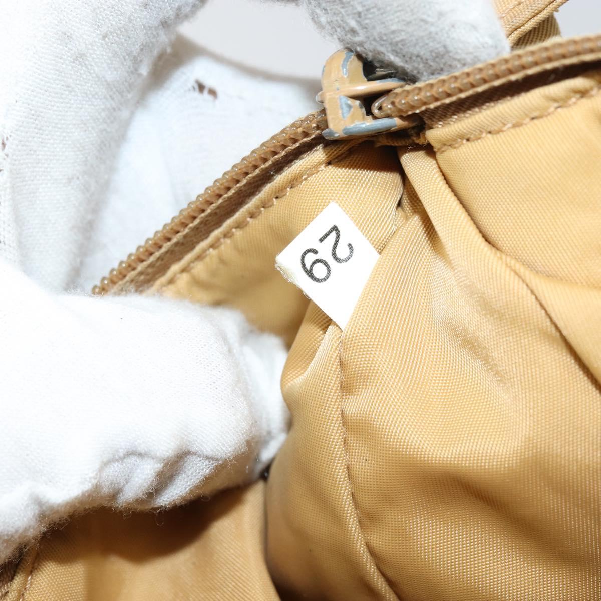 PRADA Hand Bag Nylon Beige Silver Auth 160804