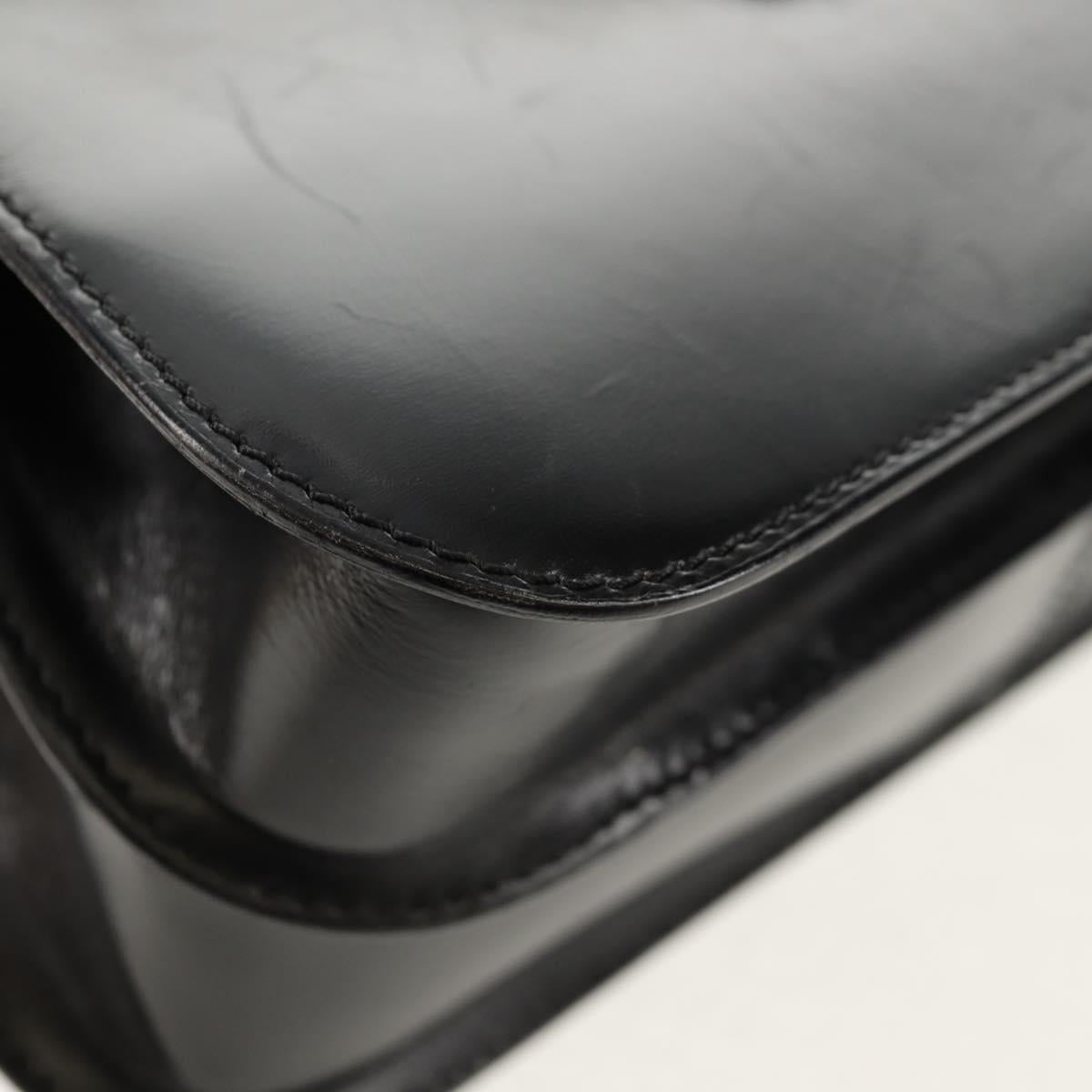 CELINE Circle Hand Bag Leather 2way Black Gold Auth 160805V