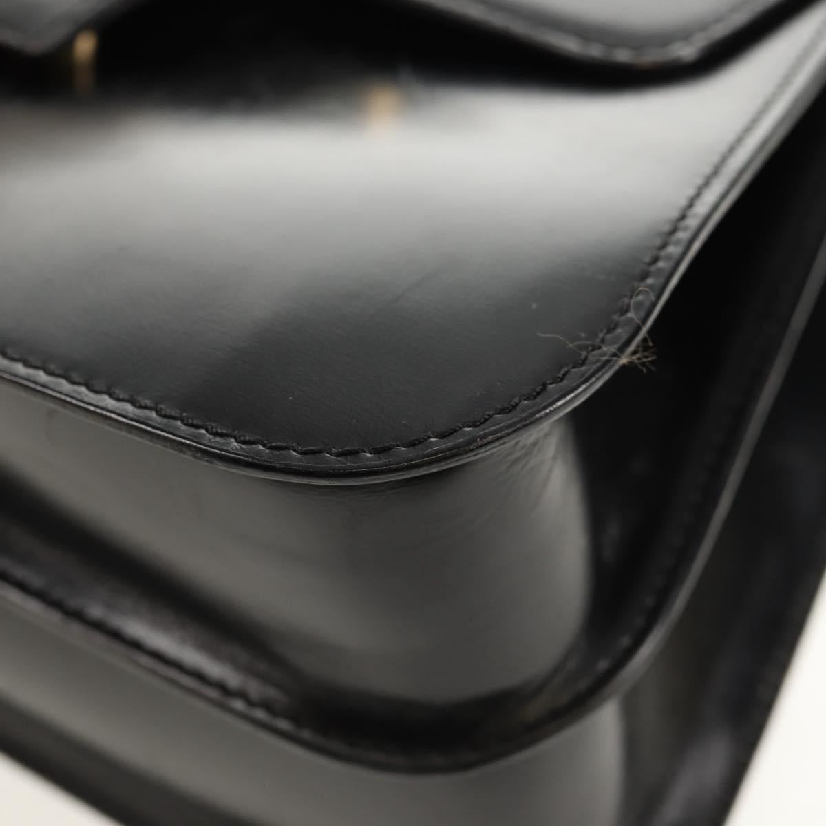 CELINE Circle Hand Bag Leather 2way Black Gold Auth 160805V