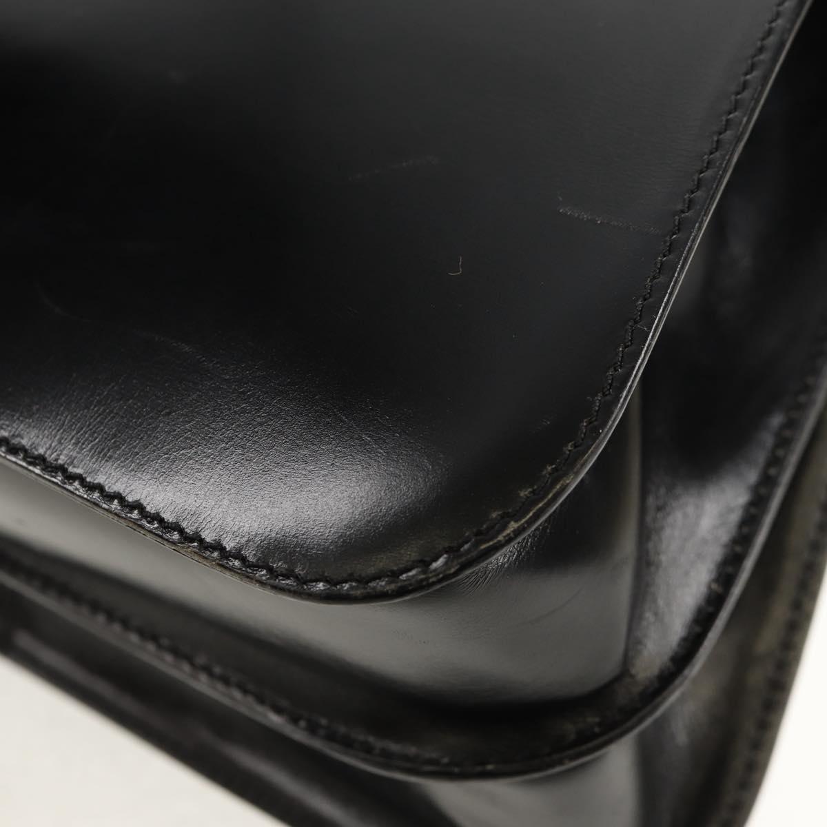 CELINE Circle Hand Bag Leather 2way Black Gold Auth 160805V
