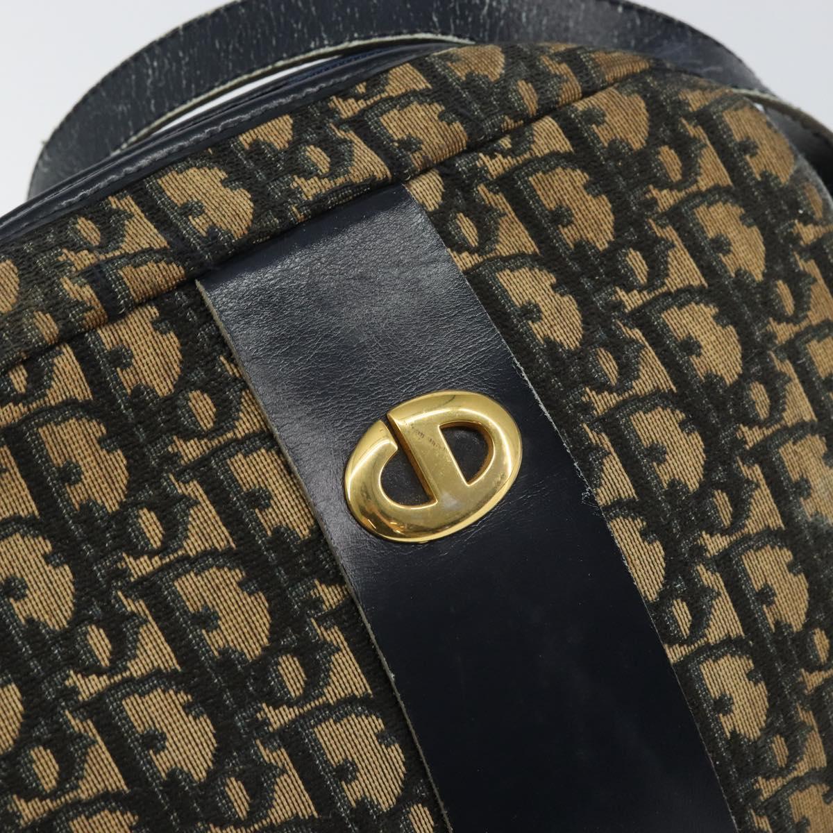Christian Dior Trotter Canvas Shoulder Bag Navy Gold Auth 160817