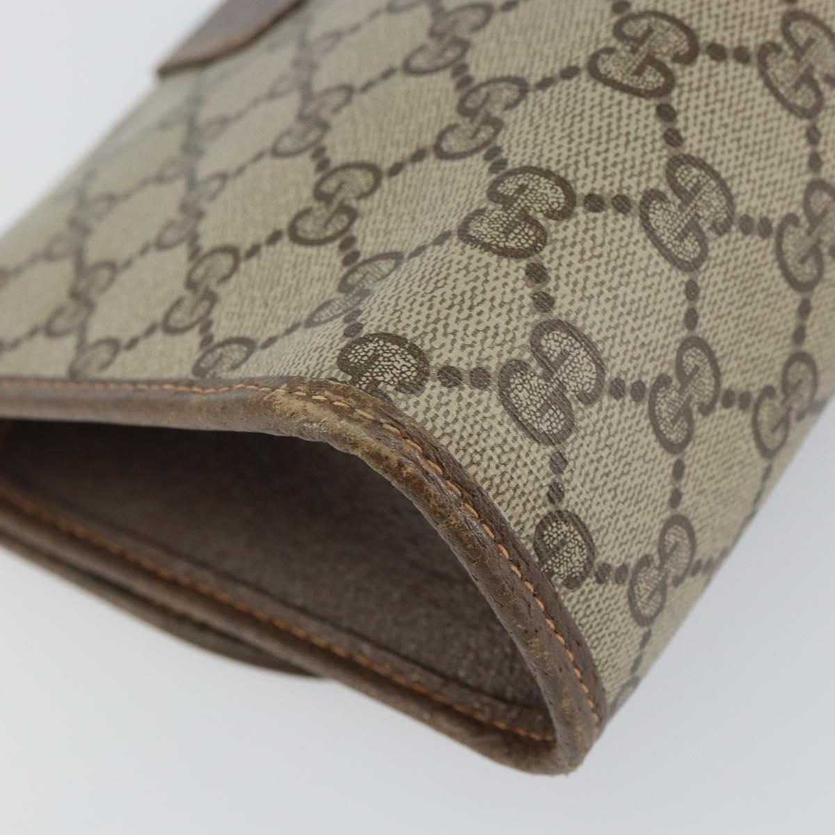 GUCCI GG Supreme Web Sherry Line Bag PVC Beige Gold 156 01 030 Auth 160818