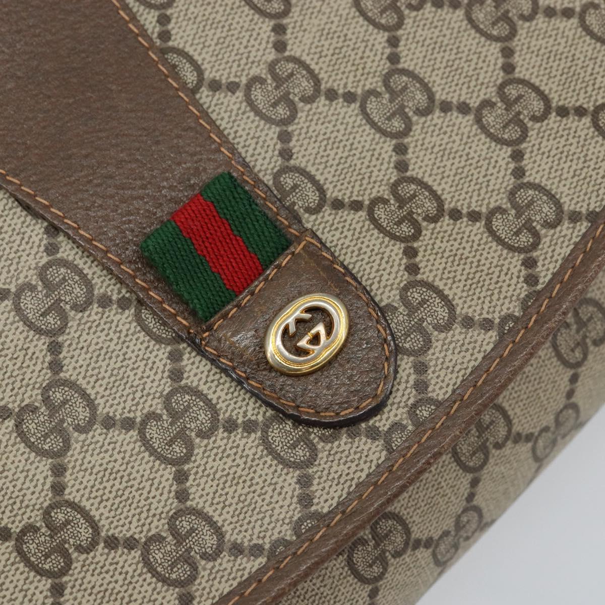 GUCCI GG Supreme Web Sherry Line Bag PVC Beige Gold 156 01 030 Auth 160818
