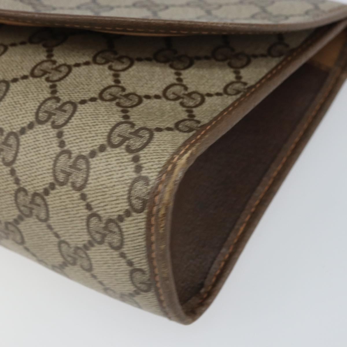 GUCCI GG Supreme Web Sherry Line Bag PVC Beige Gold 156 01 030 Auth 160818