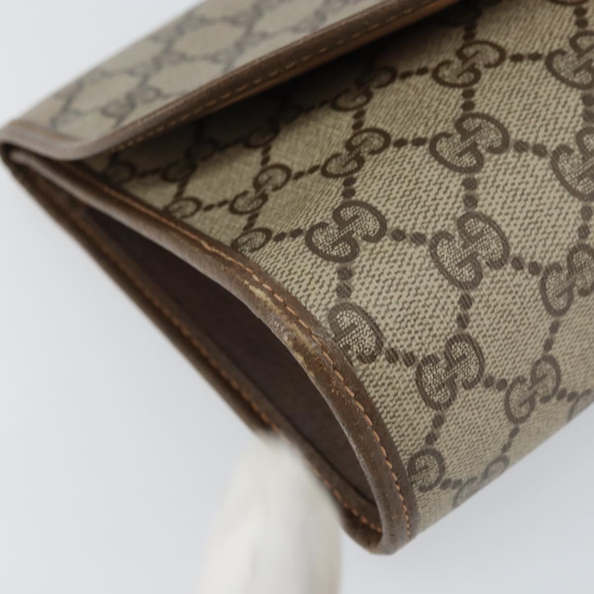 GUCCI GG Supreme Web Sherry Line Bag PVC Beige Gold 156 01 030 Auth 160818