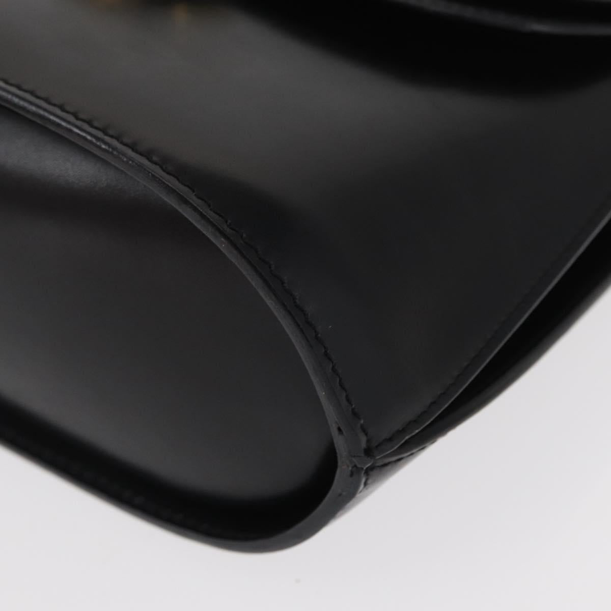 CELINE Medallion Hand Bag Leather Black Gold Auth 160819