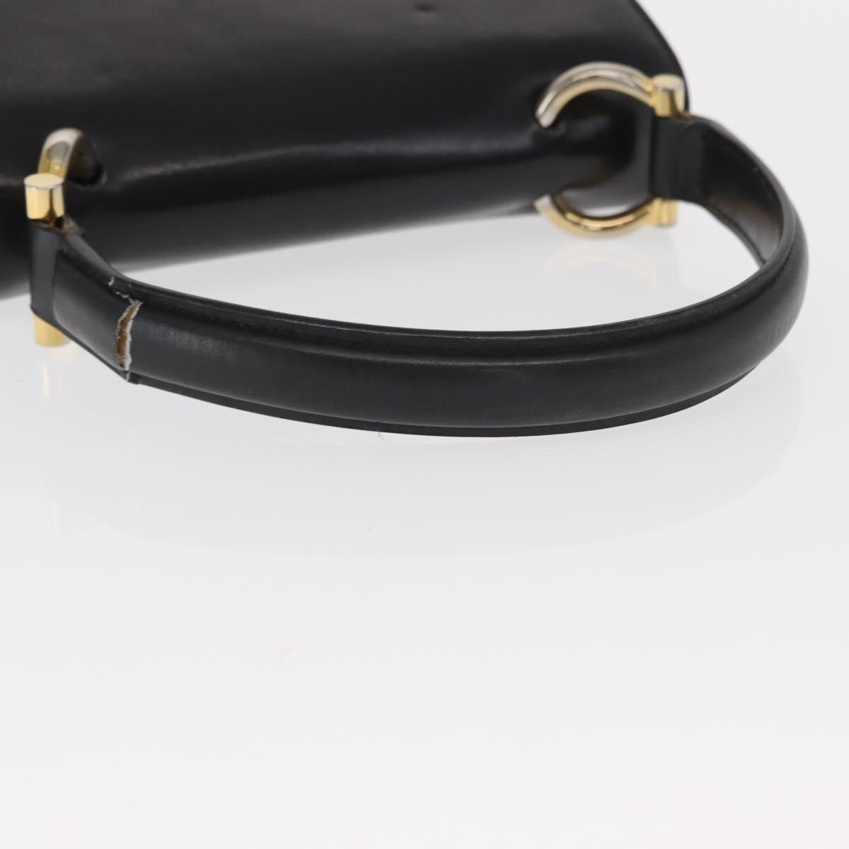 CELINE Medallion Hand Bag Leather Black Gold Auth 160819