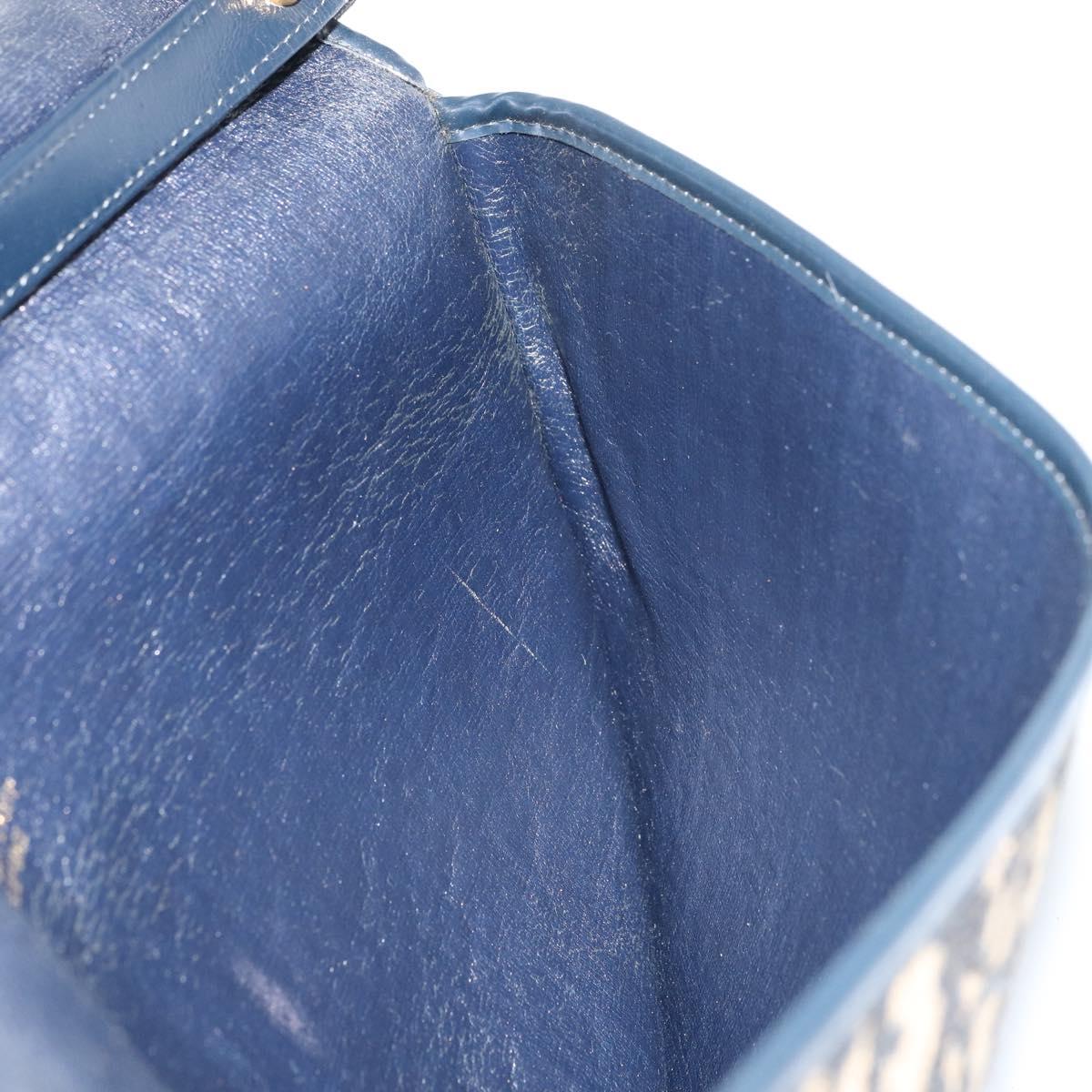 Christian Dior Trotter Canvas Shoulder Bag Navy Gold Auth 160820