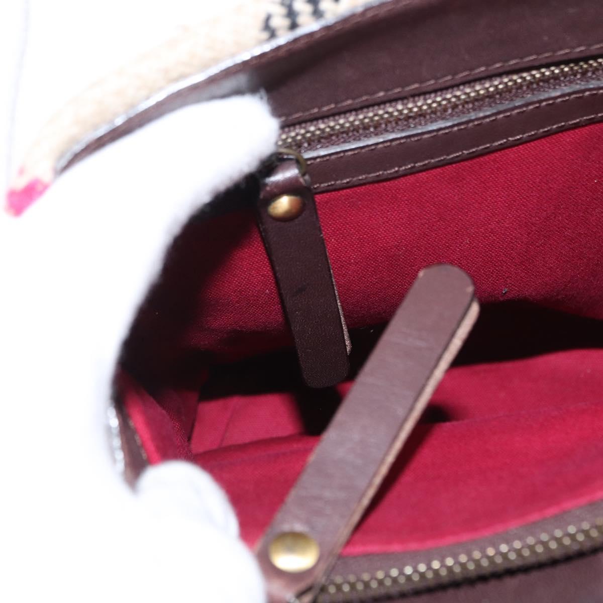 BURBERRY Nova Check Hand Bag Wool Ivory Auth 160824