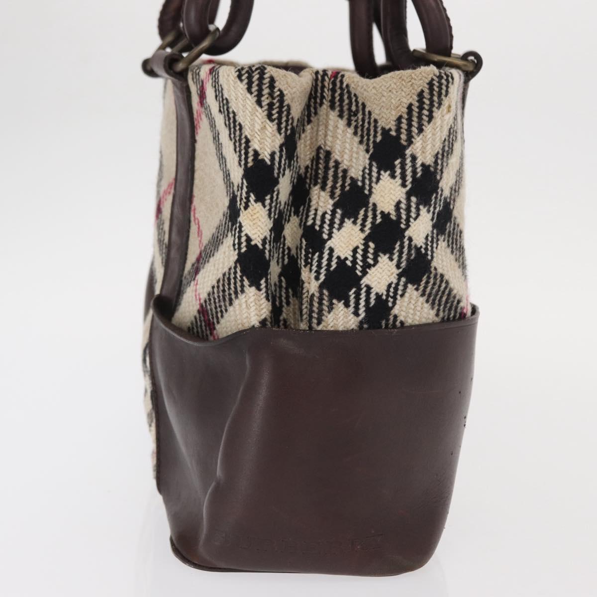 BURBERRY Nova Check Hand Bag Wool Ivory Auth 160824
