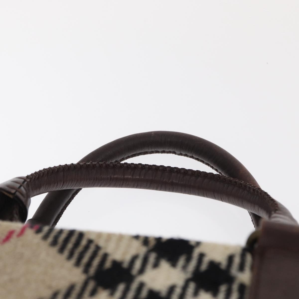BURBERRY Nova Check Hand Bag Wool Ivory Auth 160824