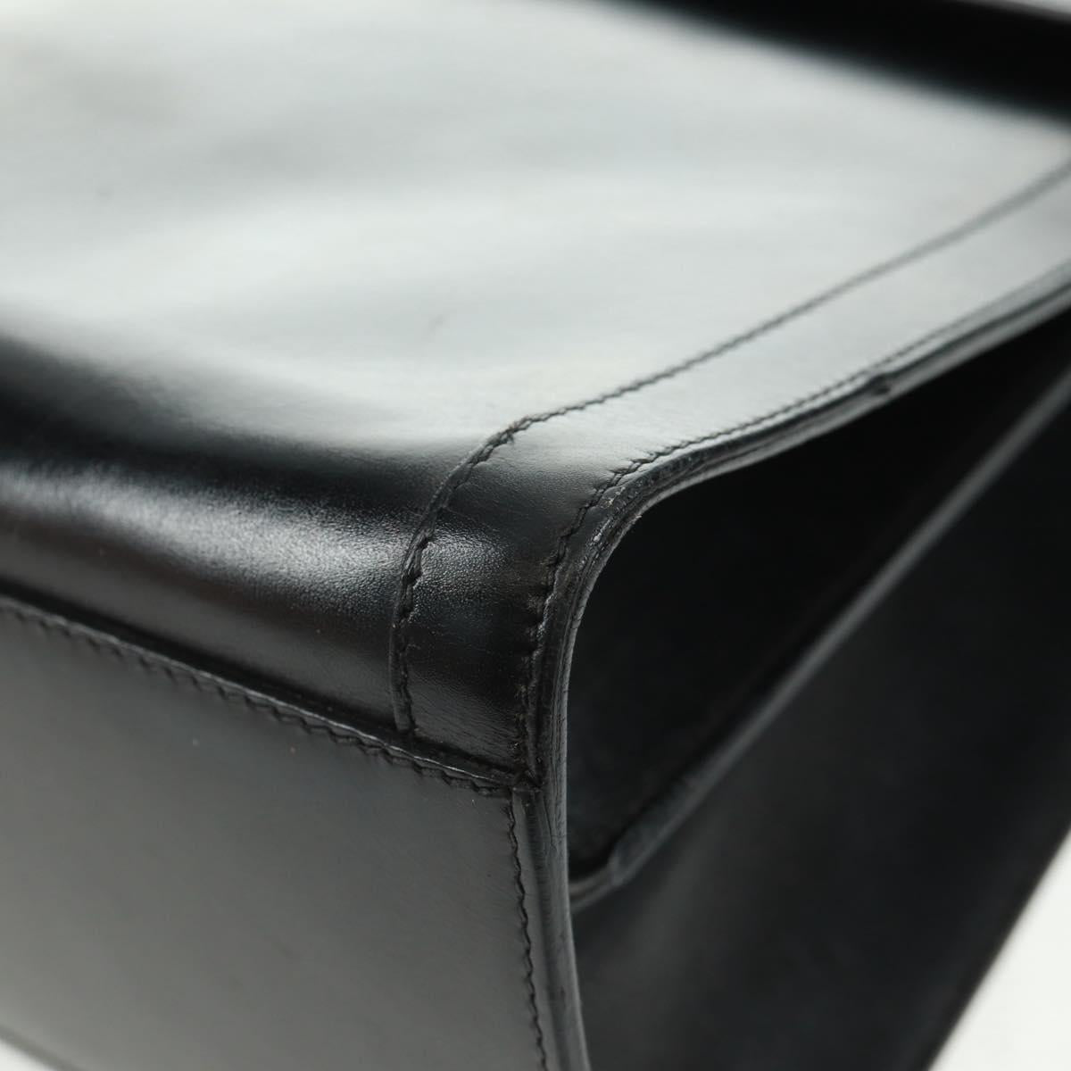 CELINE Circle Hand Bag Leather 2way Black Gold Auth 160826