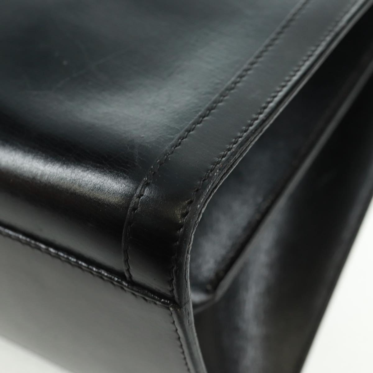 CELINE Circle Hand Bag Leather 2way Black Gold Auth 160826