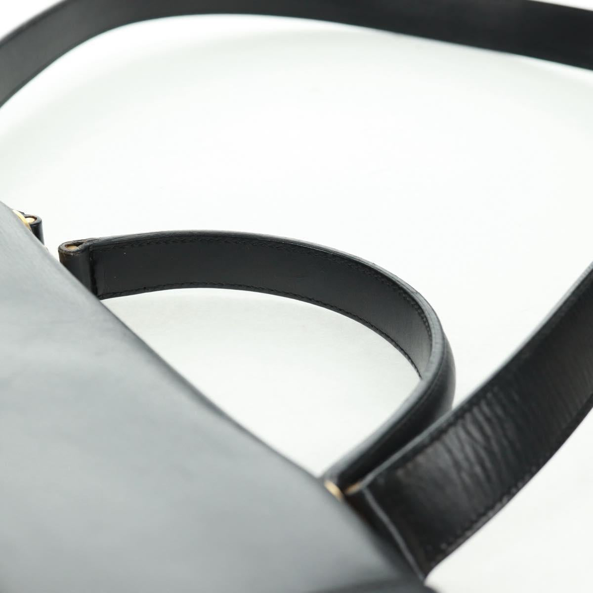 CELINE Circle Hand Bag Leather 2way Black Gold Auth 160826