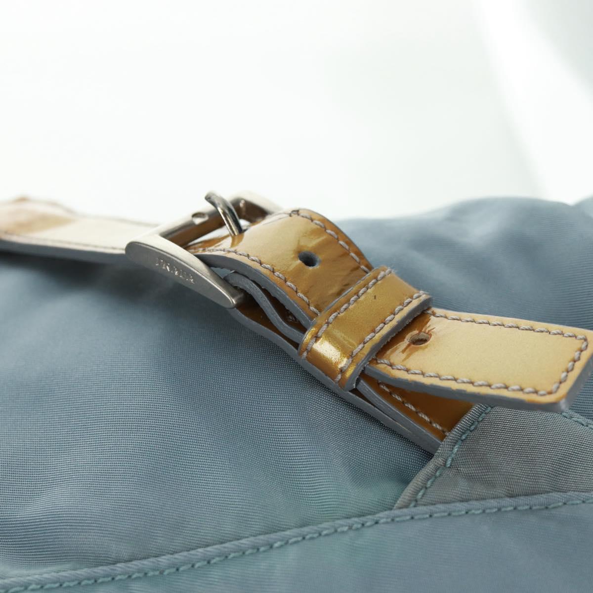 PRADA Backpack Nylon Light Blue Silver Auth 160827