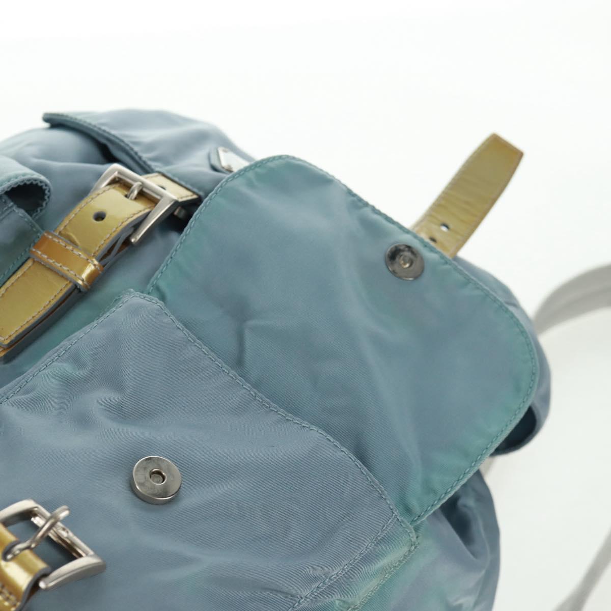PRADA Backpack Nylon Light Blue Silver Auth 160827