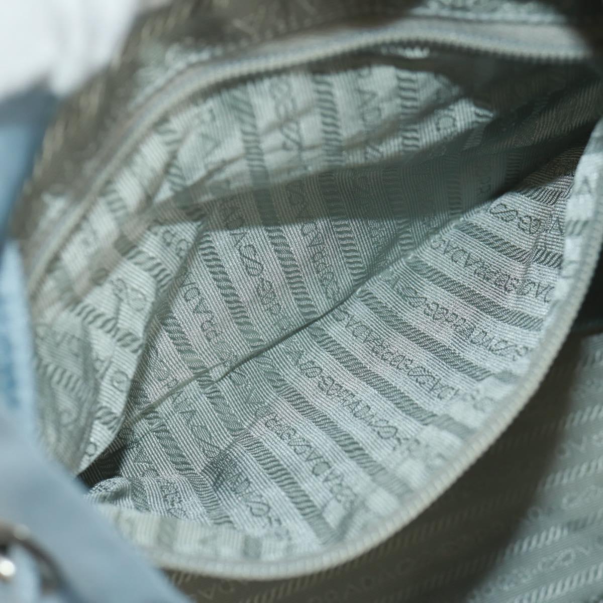 PRADA Backpack Nylon Light Blue Silver Auth 160827