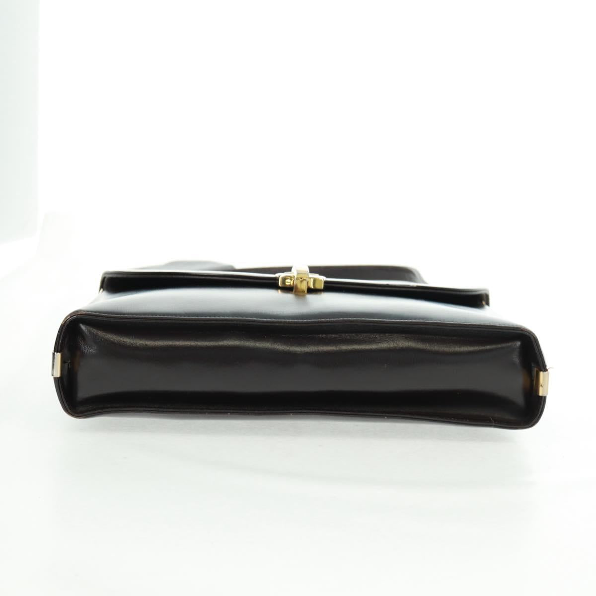 Christian Dior Hand Bag Calf Skin 2way Black Gold Auth 160831